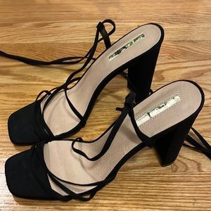 Black strappy heels